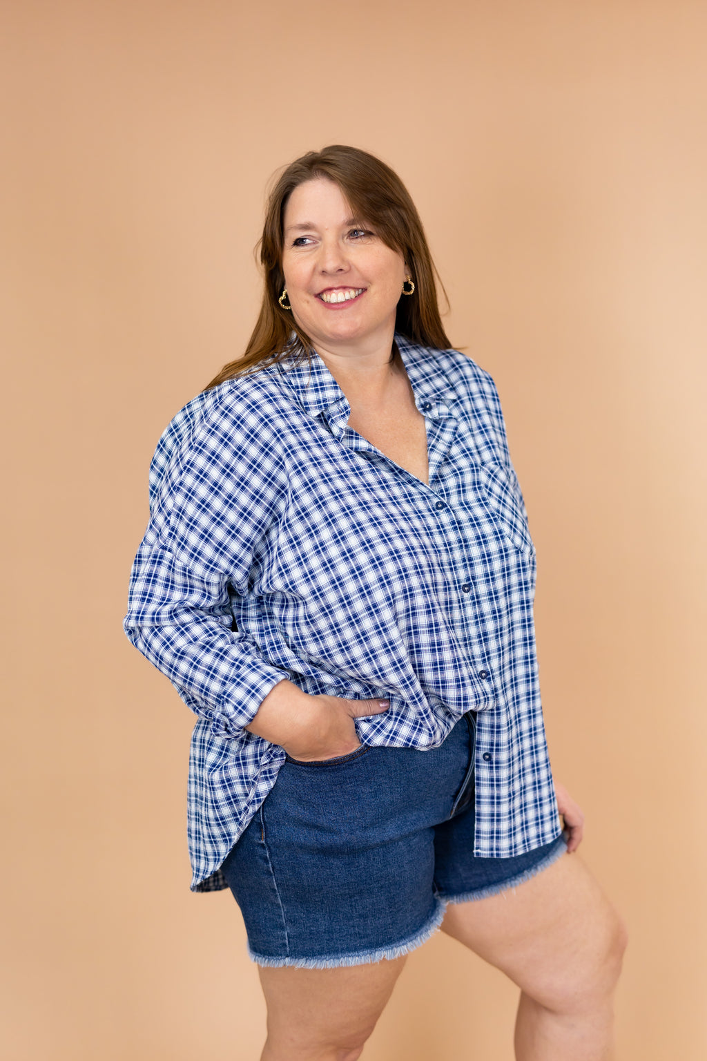 Crushing On Blueberries Plaid Top